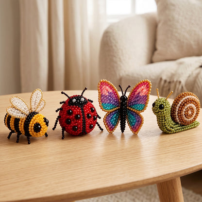 DIY 3D Animals Bead Embroidery Kits Complete Accessories Bead Embroidery Set Cute Bead Craft Animal Set for Crafting Enthusiasts Girls Women Teens Adults (Garden bugs)