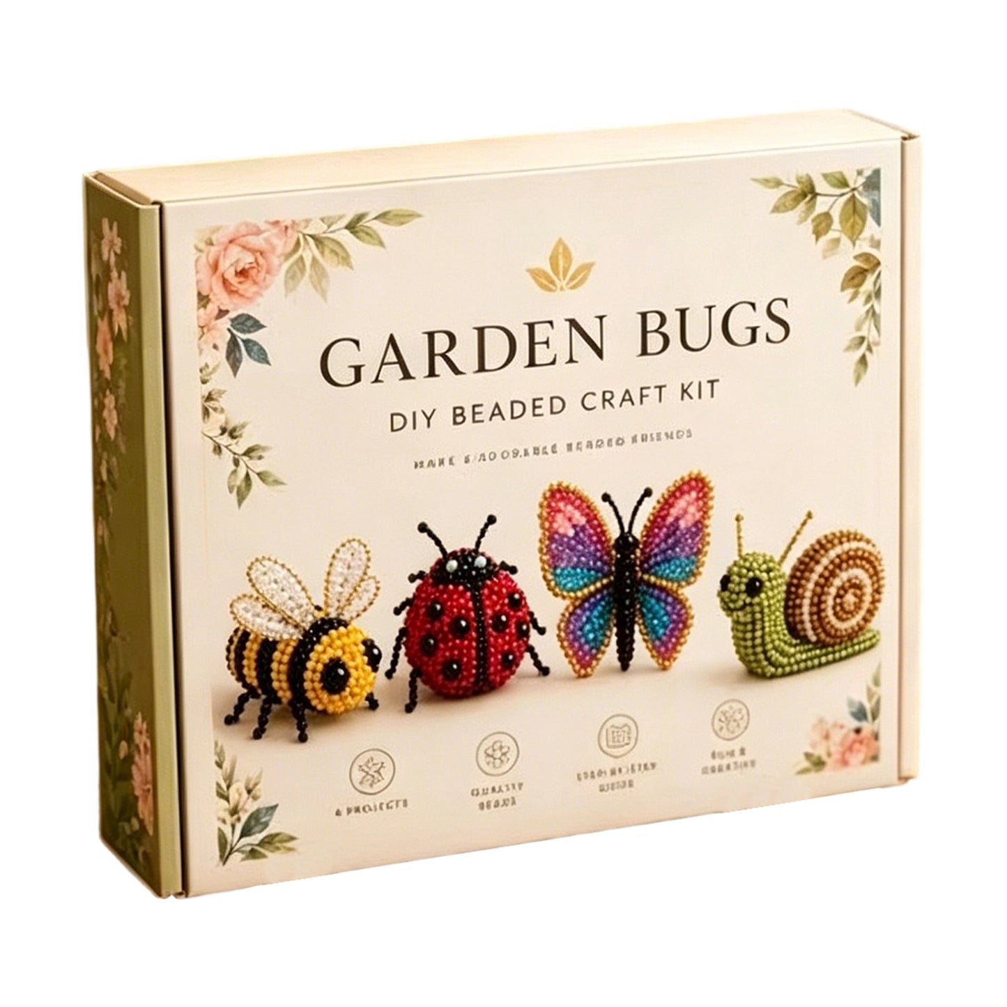 DIY 3D Animals Bead Embroidery Kits Complete Accessories Bead Embroidery Set Cute Bead Craft Animal Set for Crafting Enthusiasts Girls Women Teens Adults (Garden bugs)