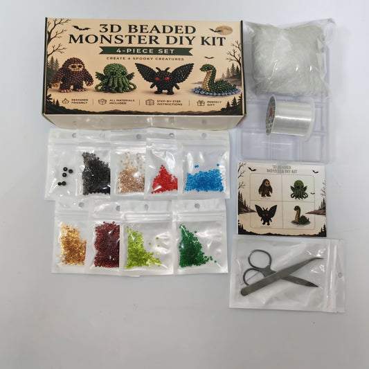DIY 3D Animals Bead Embroidery Kits Complete Accessories Bead Embroidery Set Cute Bead Craft Animal Set for Crafting Enthusiasts Girls Women Teens Adults (Creatures Monsters)