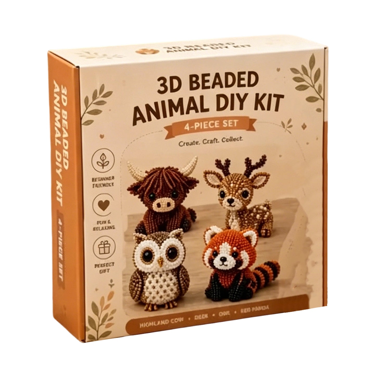 DIY 3D Animals Bead Embroidery Kits Complete Accessories Bead Embroidery Set Cute Bead Craft Animal Set for Crafting Enthusiasts Girls Women Teens Adults (Woodland Friends)