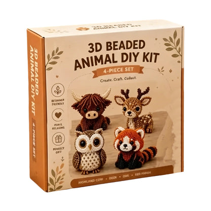 DIY 3D Animals Bead Embroidery Kits Complete Accessories Bead Embroidery Set Cute Bead Craft Animal Set for Crafting Enthusiasts Girls Women Teens Adults (Woodland Friends)