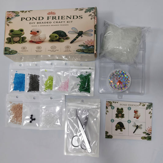 DIY 3D Animals Bead Embroidery Kits Complete Accessories Bead Embroidery Set Cute Bead Craft Animal Set for Crafting Enthusiasts Girls Women Teens Adults (Pond Friends)