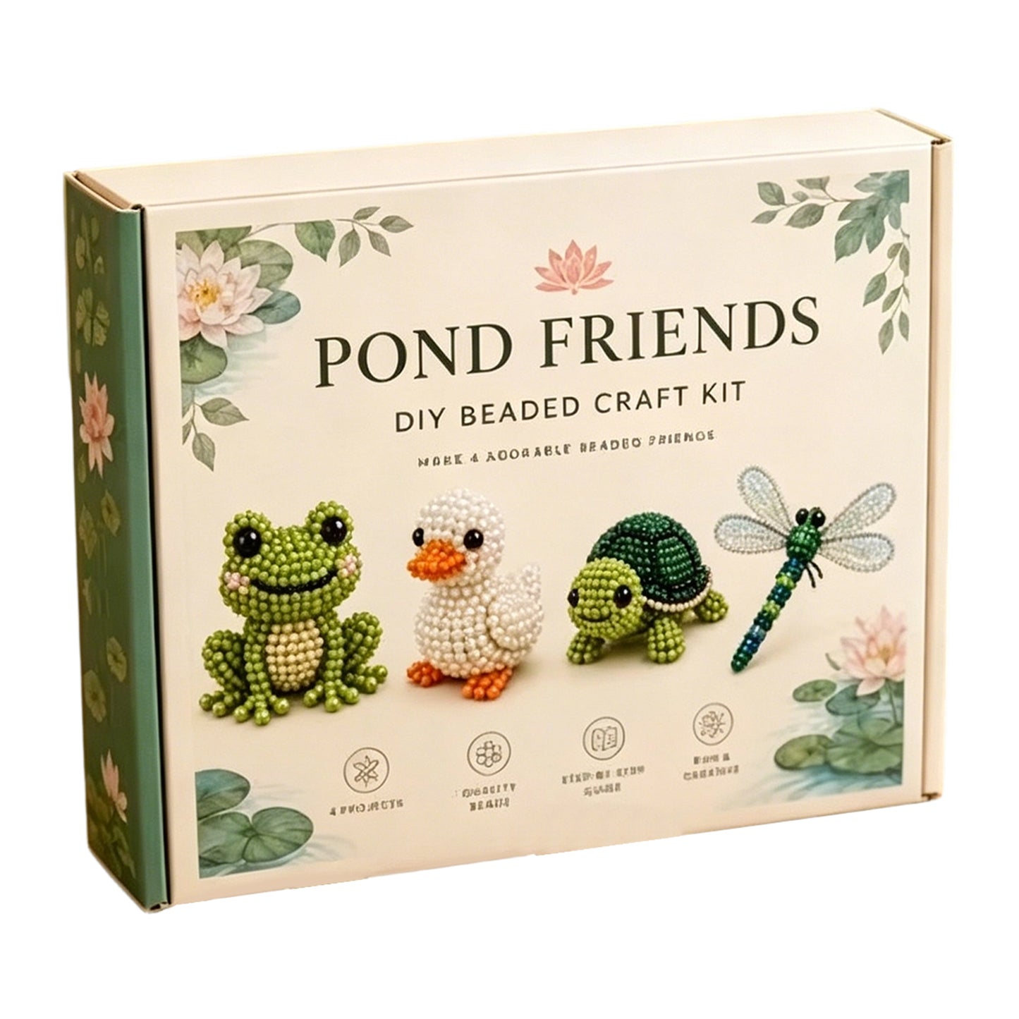 DIY 3D Animals Bead Embroidery Kits Complete Accessories Bead Embroidery Set Cute Bead Craft Animal Set for Crafting Enthusiasts Girls Women Teens Adults (Pond Friends)