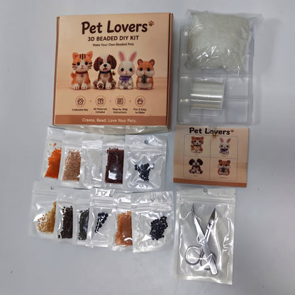 DIY 3D Animals Bead Embroidery Kits Complete Accessories Bead Embroidery Set Cute Bead Craft Animal Set for Crafting Enthusiasts Girls Women Teens Adults (pet)