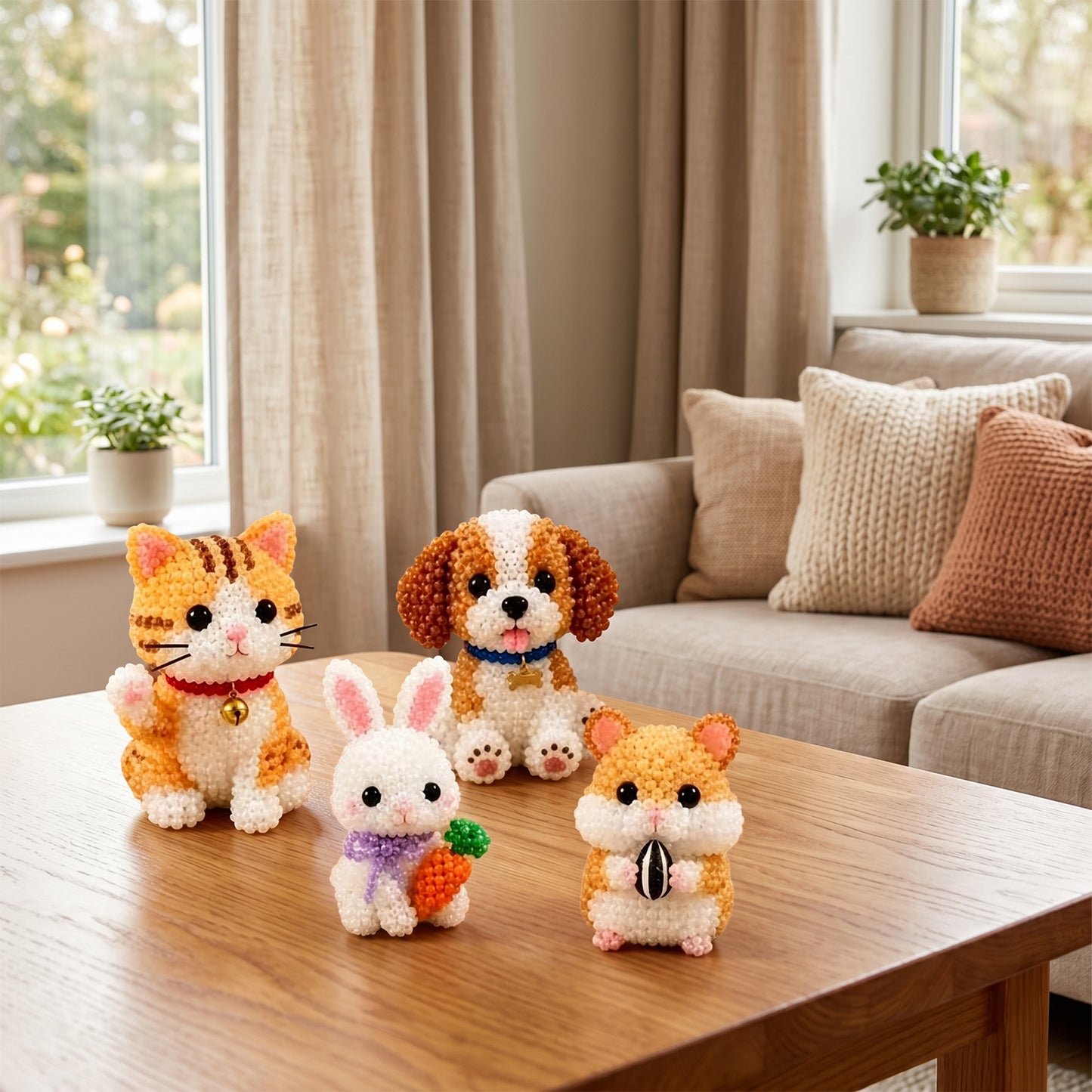 DIY 3D Animals Bead Embroidery Kits Complete Accessories Bead Embroidery Set Cute Bead Craft Animal Set for Crafting Enthusiasts Girls Women Teens Adults (pet)