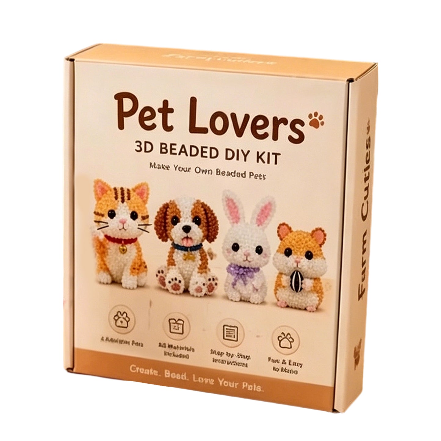 DIY 3D Animals Bead Embroidery Kits Complete Accessories Bead Embroidery Set Cute Bead Craft Animal Set for Crafting Enthusiasts Girls Women Teens Adults (pet)