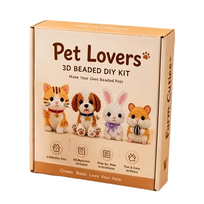 DIY 3D Animals Bead Embroidery Kits Complete Accessories Bead Embroidery Set Cute Bead Craft Animal Set for Crafting Enthusiasts Girls Women Teens Adults (pet)