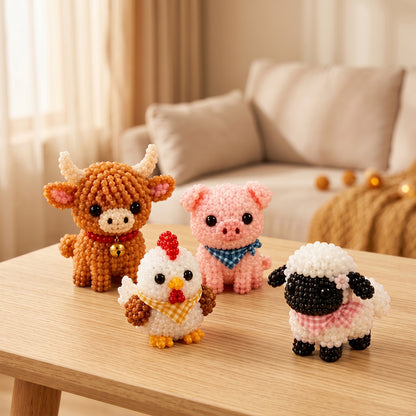 DIY 3D Animals Bead Embroidery Kits Complete Accessories Bead Embroidery Set Cute Bead Craft Animal Set for Crafting Enthusiasts Girls Women Teens Adults (Farm cutie)