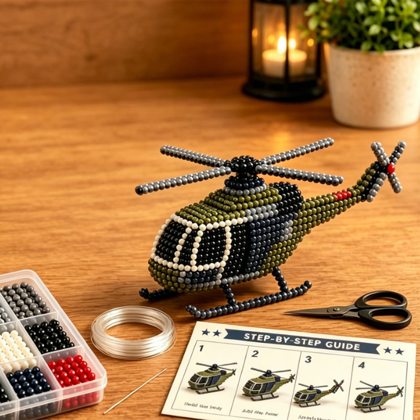Handmade Bead Art Mosaic Kit Non-toxic Creative DIY Decoration with Instructions for Hand Embroidery Craft Enthusiasts & Decoration (C)