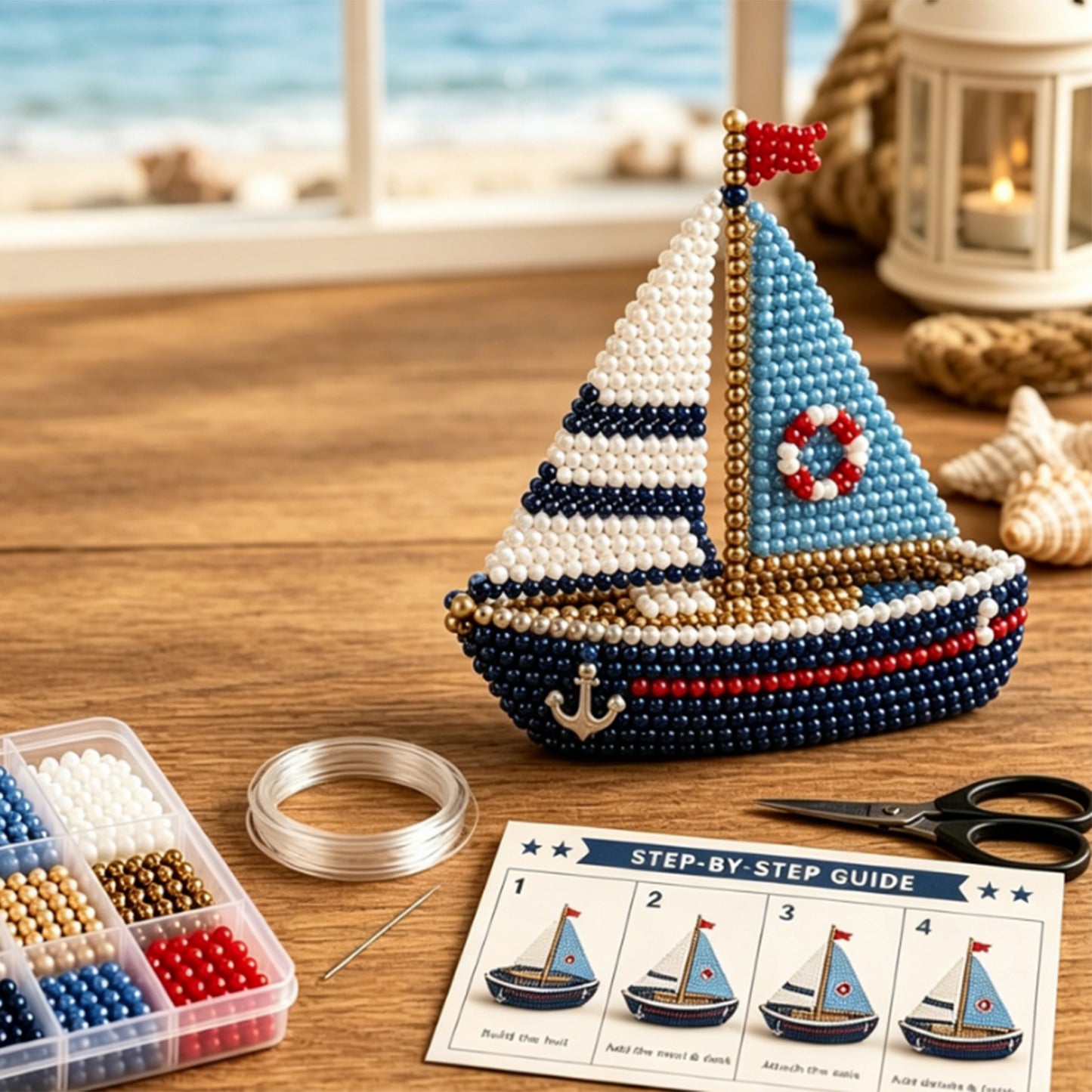 Handmade Bead Art Mosaic Kit Non-toxic Creative DIY Decoration with Instructions for Hand Embroidery Craft Enthusiasts & Decoration (D)