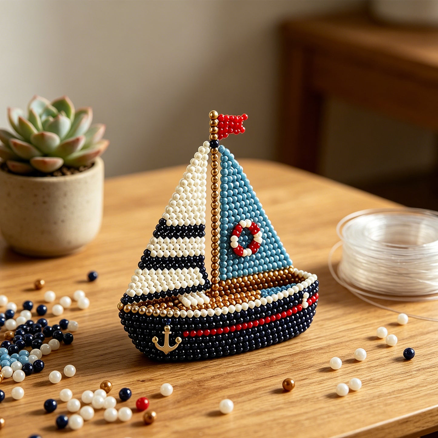 Handmade Bead Art Mosaic Kit Non-toxic Creative DIY Decoration with Instructions for Hand Embroidery Craft Enthusiasts & Decoration (D)
