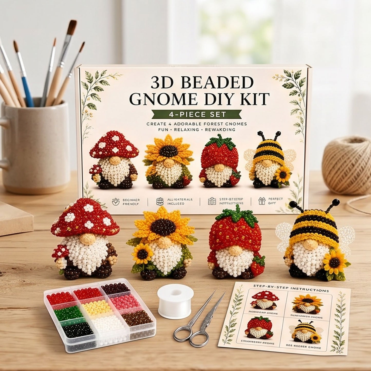Handmade Bead Art Mosaic Kit with Full Materials & Instructions Creative DIY Decoration Beginner-Friendly for Hand Embroidery Craft Enthusiasts & Decoration (A)