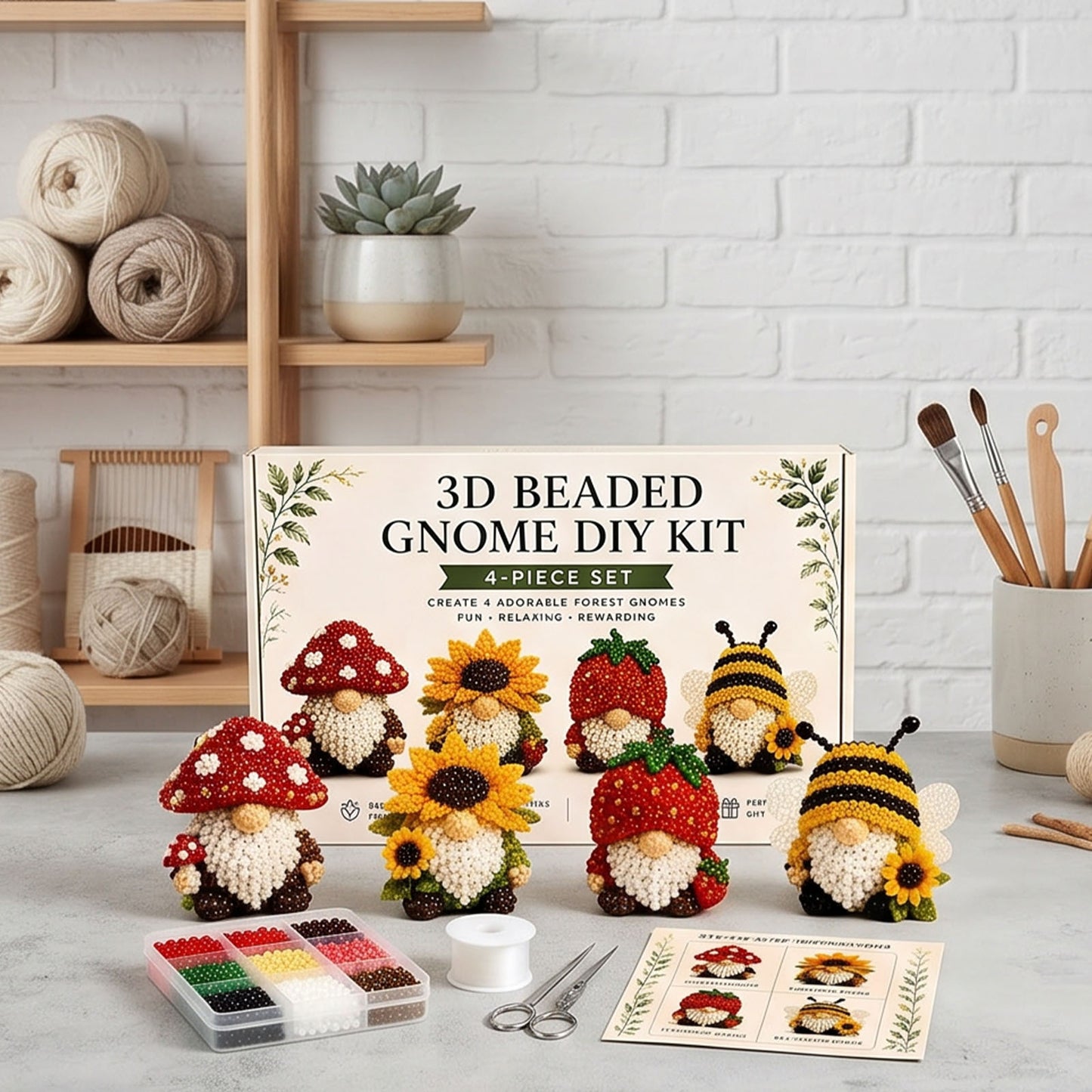 Handmade Bead Art Mosaic Kit with Full Materials & Instructions Creative DIY Decoration Beginner-Friendly for Hand Embroidery Craft Enthusiasts & Decoration (A)