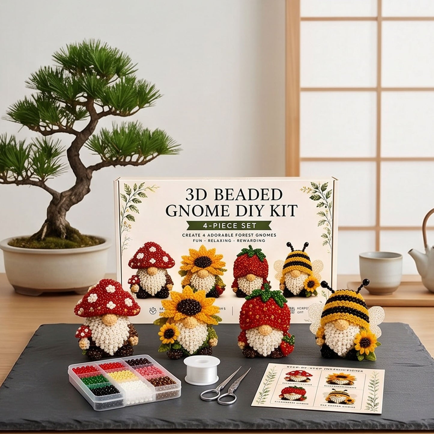 Handmade Bead Art Mosaic Kit with Full Materials & Instructions Creative DIY Decoration Beginner-Friendly for Hand Embroidery Craft Enthusiasts & Decoration (A)