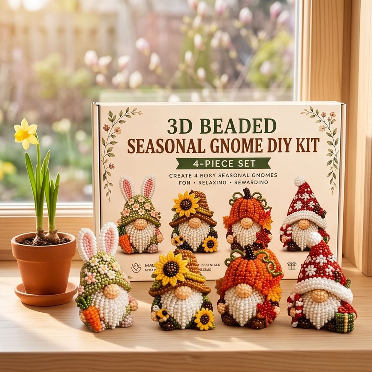 Handmade Bead Art Mosaic Kit with Full Materials & Instructions Creative DIY Decoration Beginner-Friendly for Hand Embroidery Craft Enthusiasts & Decoration (C)