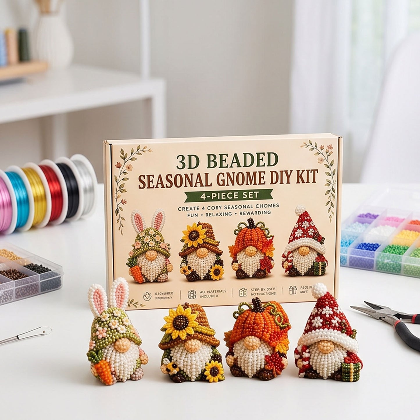 Handmade Bead Art Mosaic Kit with Full Materials & Instructions Creative DIY Decoration Beginner-Friendly for Hand Embroidery Craft Enthusiasts & Decoration (C)