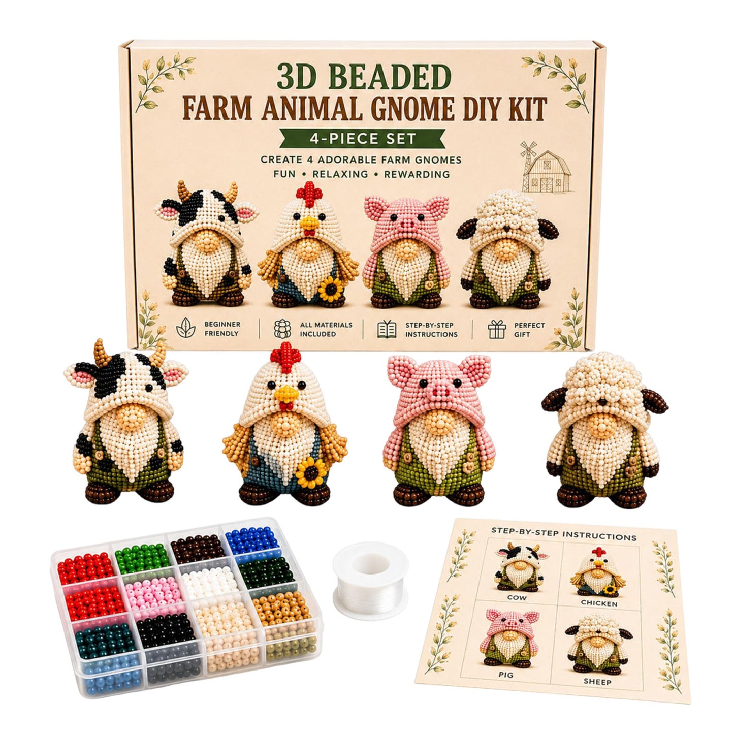 Handmade Bead Art Mosaic Kit with Full Materials & Instructions Creative DIY Decoration Beginner-Friendly for Hand Embroidery Craft Enthusiasts & Decoration (D)