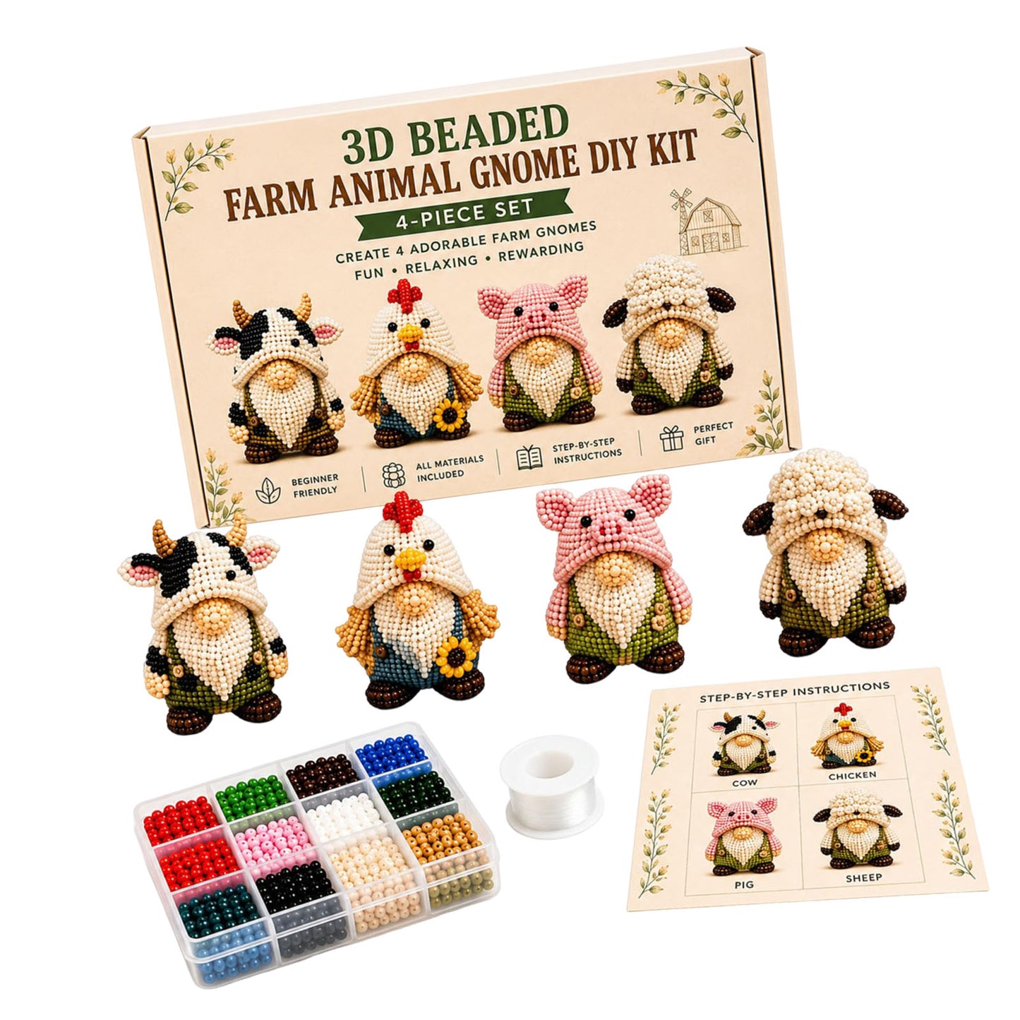 Handmade Bead Art Mosaic Kit with Full Materials & Instructions Creative DIY Decoration Beginner-Friendly for Hand Embroidery Craft Enthusiasts & Decoration (D)
