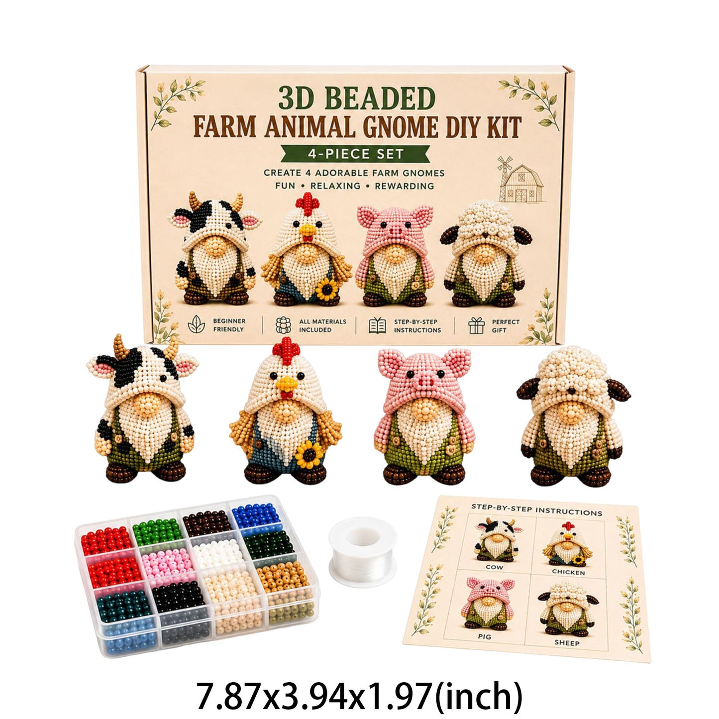Handmade Bead Art Mosaic Kit with Full Materials & Instructions Creative DIY Decoration Beginner-Friendly for Hand Embroidery Craft Enthusiasts & Decoration (D)