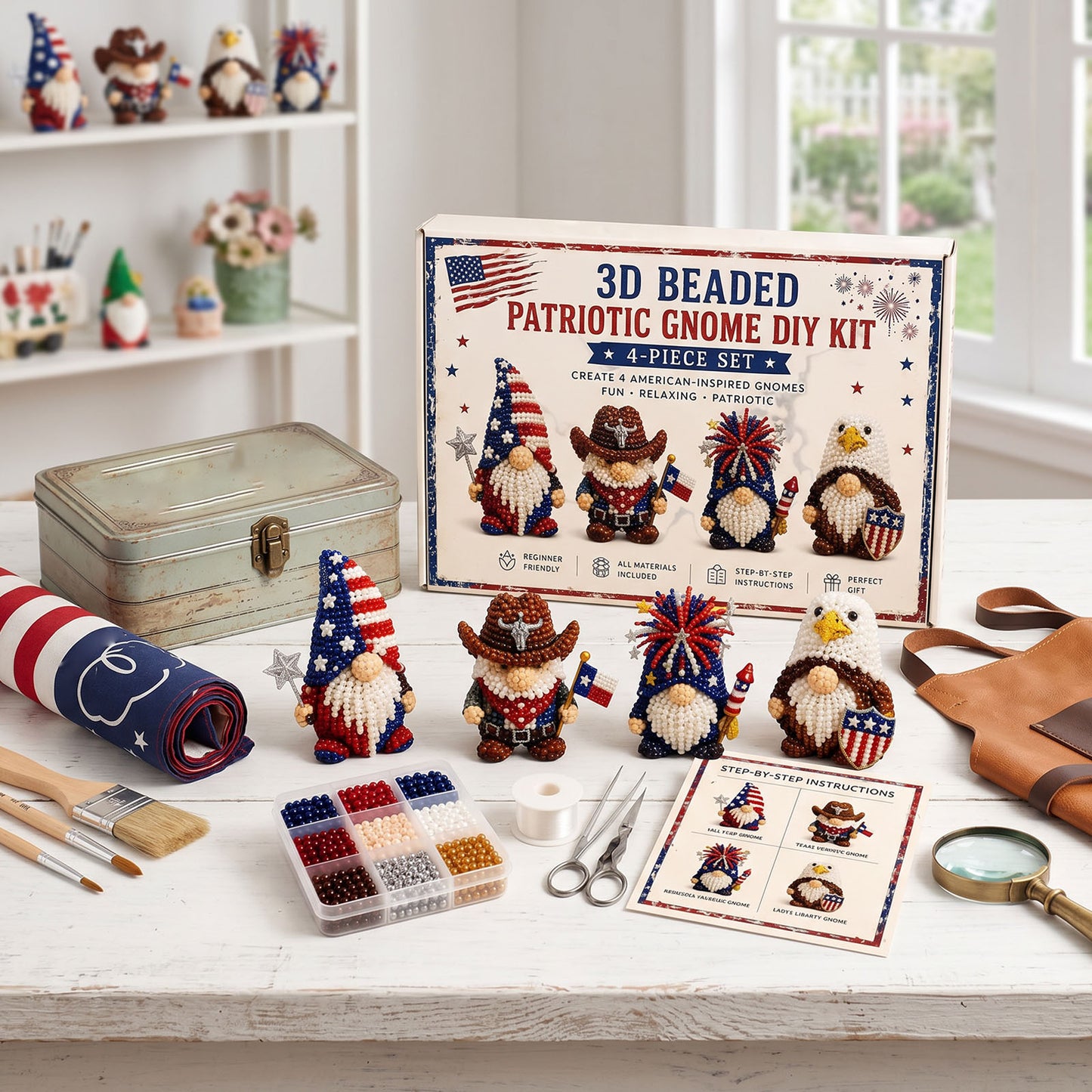 Handmade Bead Art Mosaic Kit with Full Materials & Instructions Creative DIY Decoration Beginner-Friendly for Hand Embroidery Craft Enthusiasts & Decoration (E)
