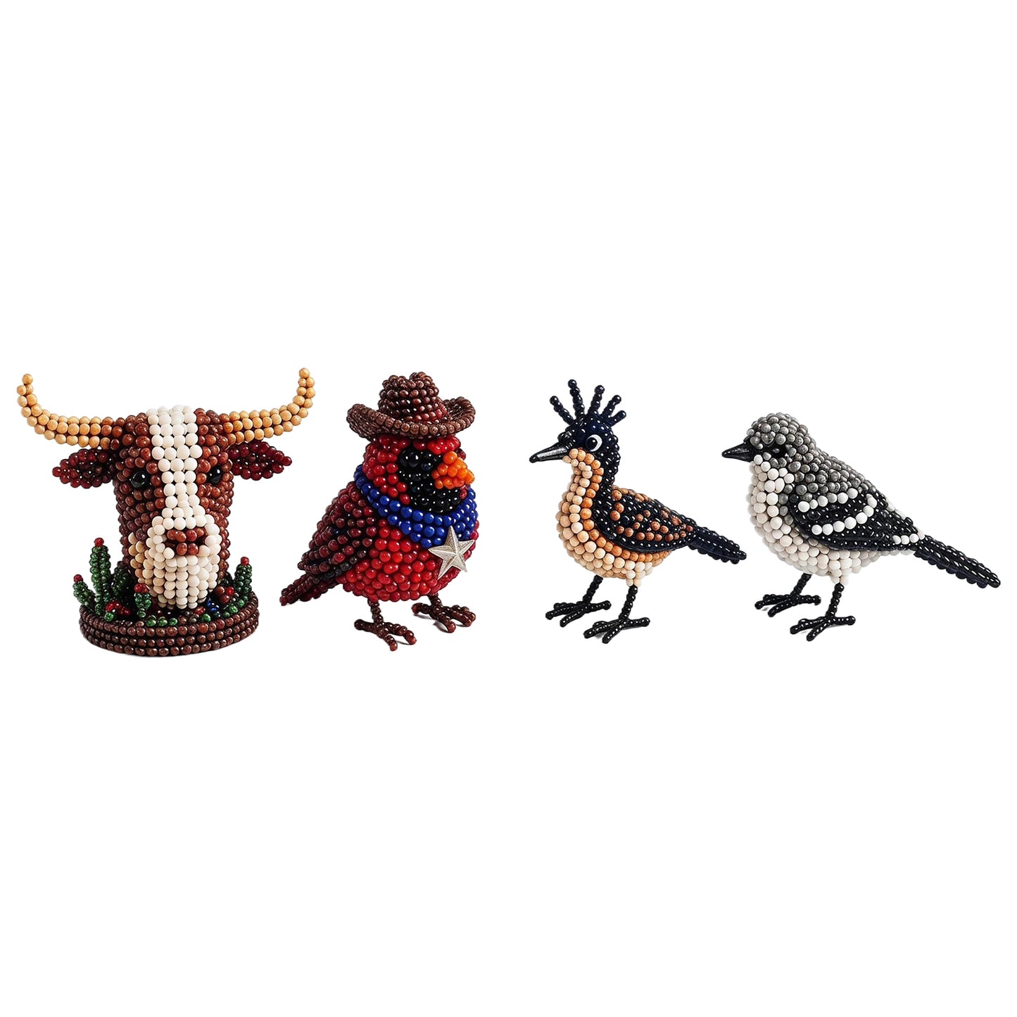 4-Pack 3D DIY Beaded Animal DIY Kit with Instructions Cute Handmade Bead Art Set Bead Animal Making Kit Creative DIY Decoration Gifts for Beginner(A)
