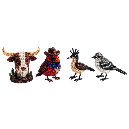 4-Pack 3D DIY Beaded Animal DIY Kit with Instructions Cute Handmade Bead Art Set Bead Animal Making Kit Creative DIY Decoration Gifts for Beginner(A)