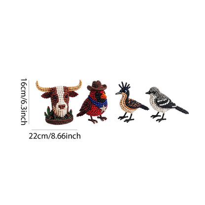 4-Pack 3D DIY Beaded Animal DIY Kit with Instructions Cute Handmade Bead Art Set Bead Animal Making Kit Creative DIY Decoration Gifts for Beginner(A)