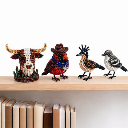4-Pack 3D DIY Beaded Animal DIY Kit with Instructions Cute Handmade Bead Art Set Bead Animal Making Kit Creative DIY Decoration Gifts for Beginner(A)