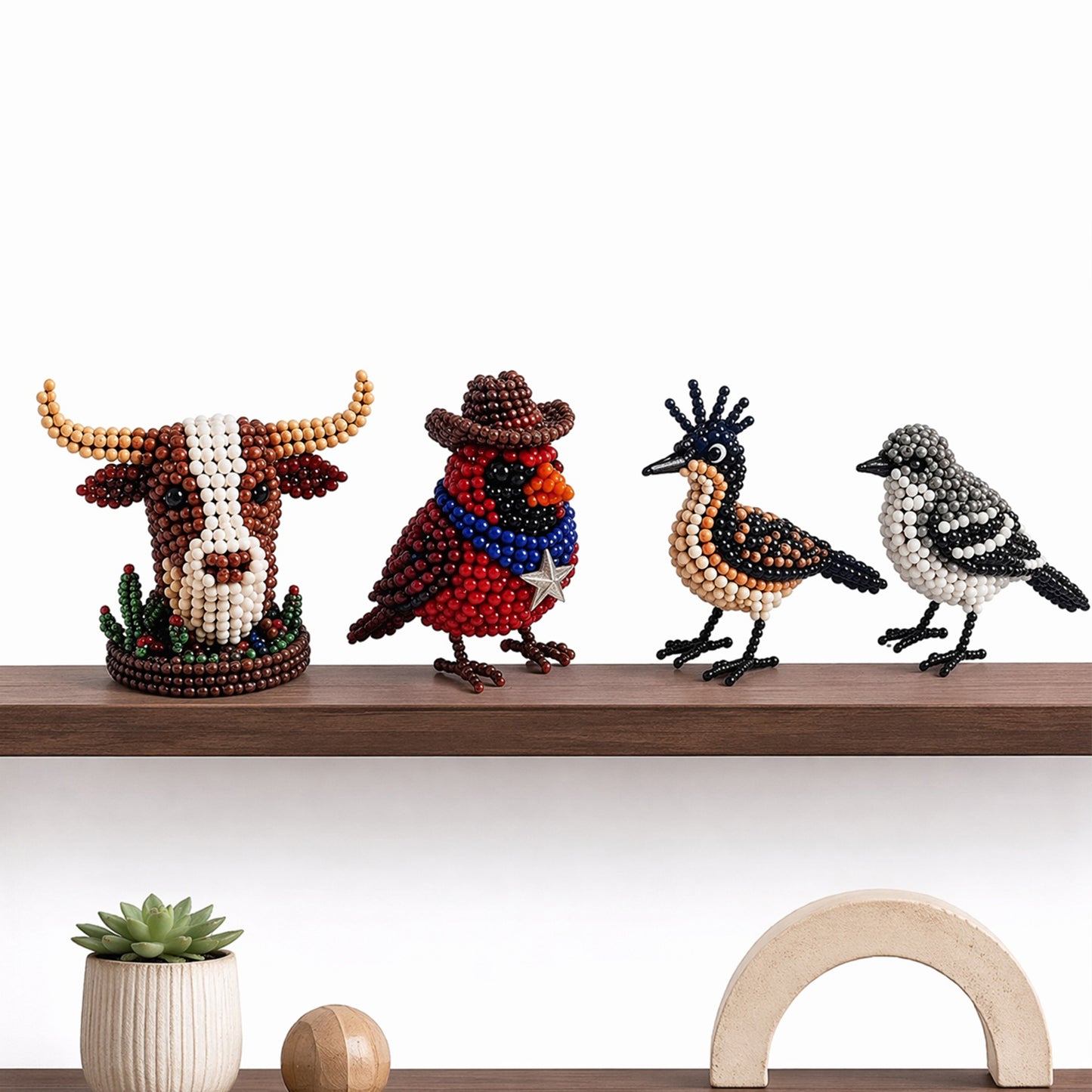 4-Pack 3D DIY Beaded Animal DIY Kit with Instructions Cute Handmade Bead Art Set Bead Animal Making Kit Creative DIY Decoration Gifts for Beginner(A)