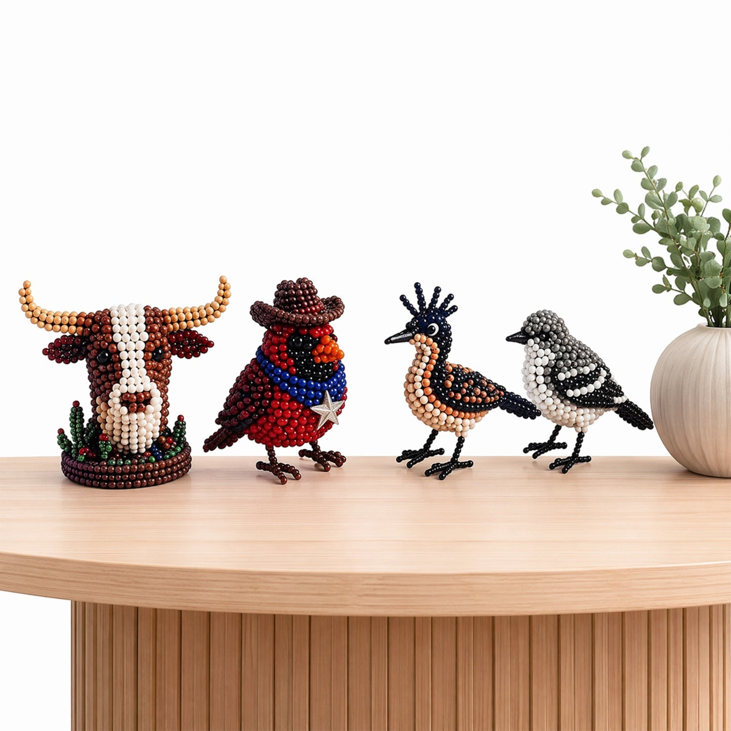 4-Pack 3D DIY Beaded Animal DIY Kit with Instructions Cute Handmade Bead Art Set Bead Animal Making Kit Creative DIY Decoration Gifts for Beginner(A)