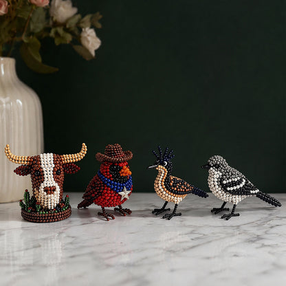 4-Pack 3D DIY Beaded Animal DIY Kit with Instructions Cute Handmade Bead Art Set Bead Animal Making Kit Creative DIY Decoration Gifts for Beginner(A)