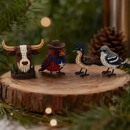 4-Pack 3D DIY Beaded Animal DIY Kit with Instructions Cute Handmade Bead Art Set Bead Animal Making Kit Creative DIY Decoration Gifts for Beginner(A)