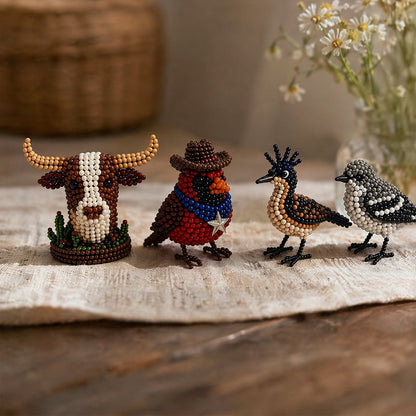 4-Pack 3D DIY Beaded Animal DIY Kit with Instructions Cute Handmade Bead Art Set Bead Animal Making Kit Creative DIY Decoration Gifts for Beginner(A)
