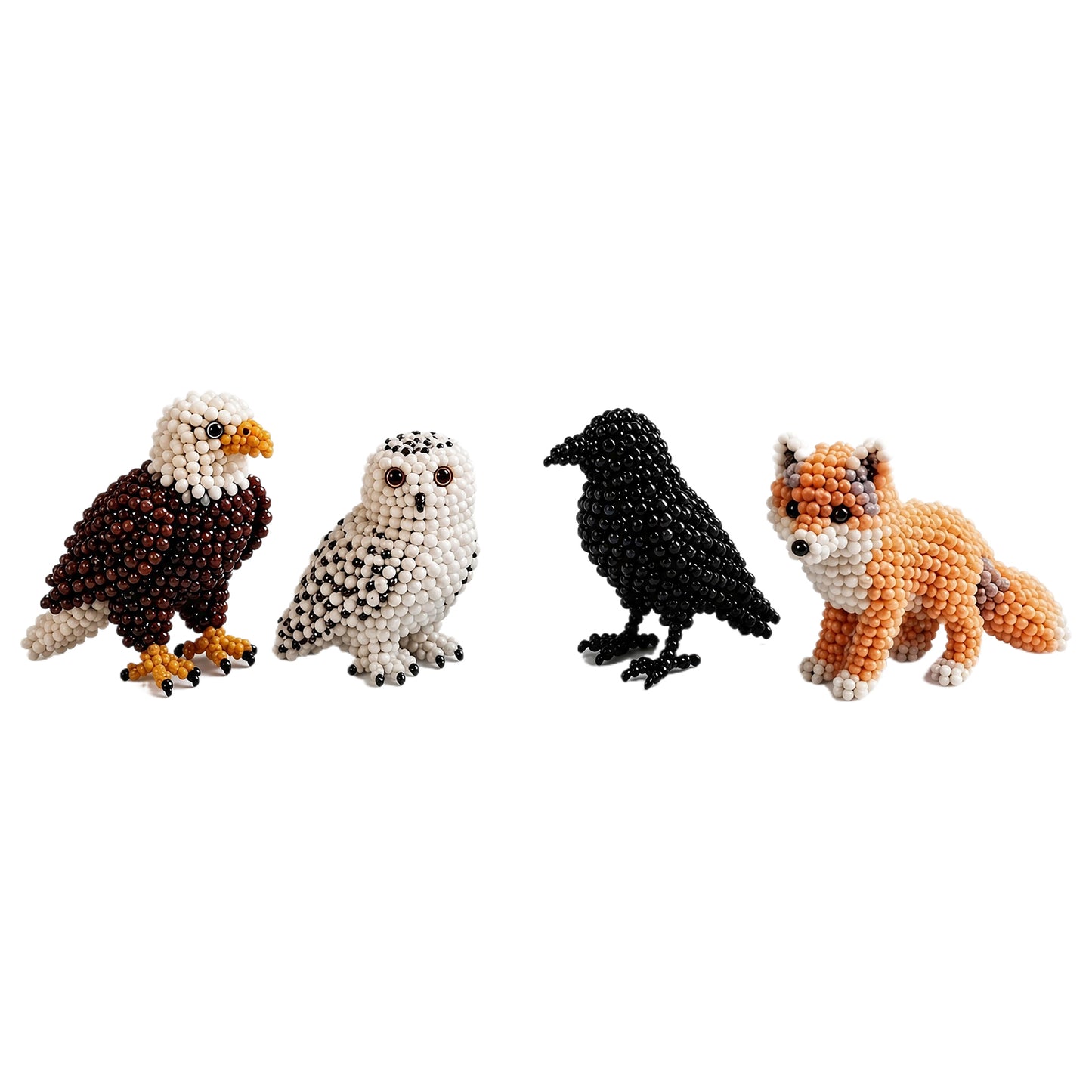 4-Pack 3D DIY Beaded Animal DIY Kit with Instructions Cute Handmade Bead Art Set Bead Animal Making Kit Creative DIY Decoration Gifts for Beginner(B)