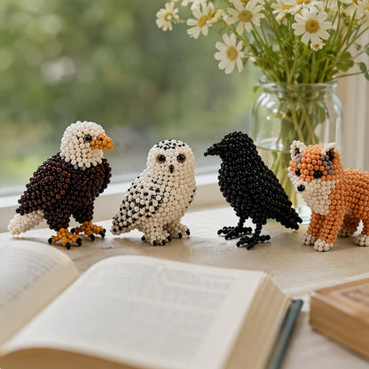 4-Pack 3D DIY Beaded Animal DIY Kit with Instructions Cute Handmade Bead Art Set Bead Animal Making Kit Creative DIY Decoration Gifts for Beginner(B)