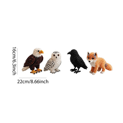4-Pack 3D DIY Beaded Animal DIY Kit with Instructions Cute Handmade Bead Art Set Bead Animal Making Kit Creative DIY Decoration Gifts for Beginner(B)