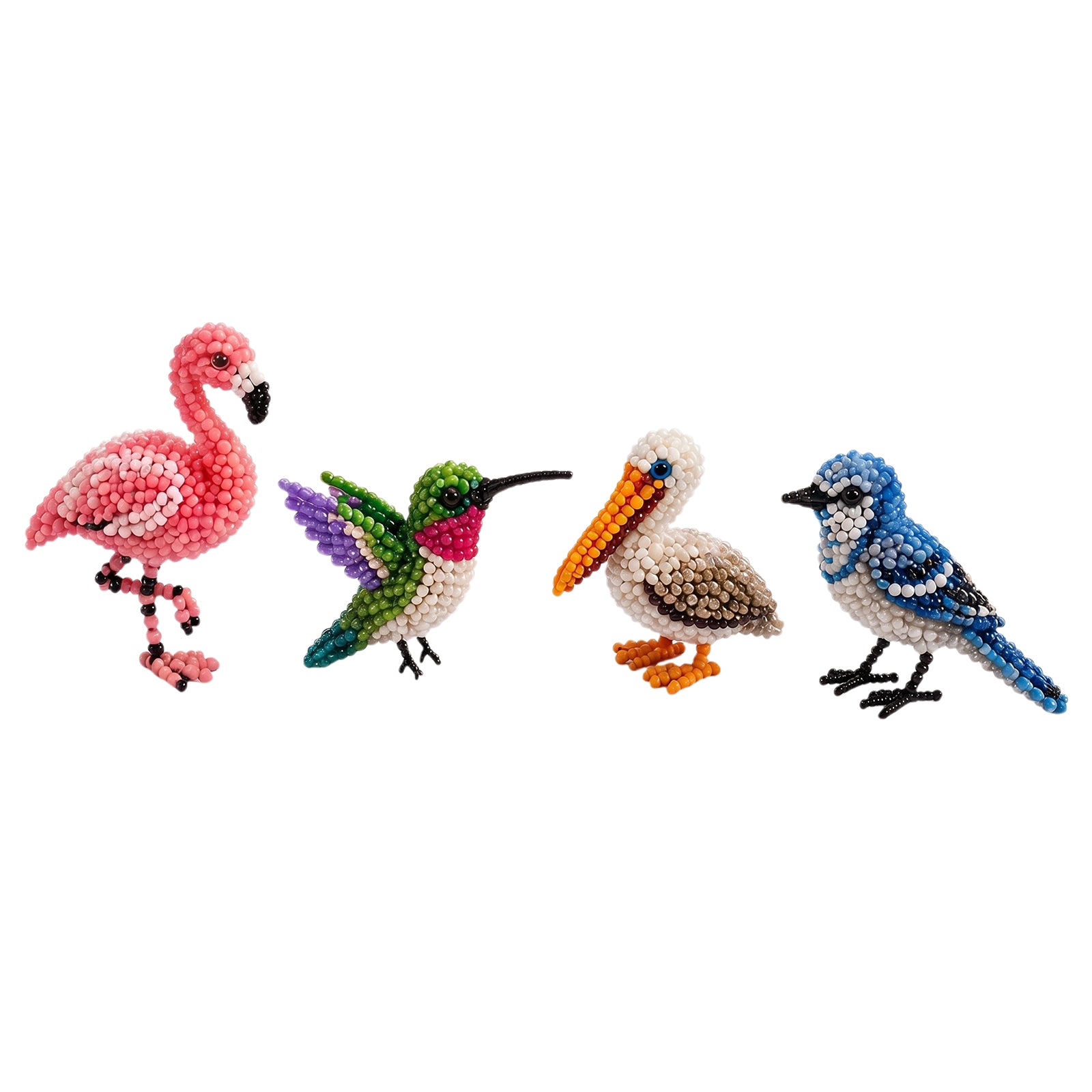 4-Pack 3D DIY Beaded Animal DIY Kit with Instructions Cute Handmade Bead Art Set Bead Animal Making Kit Creative DIY Decoration Gifts for Beginner(C)