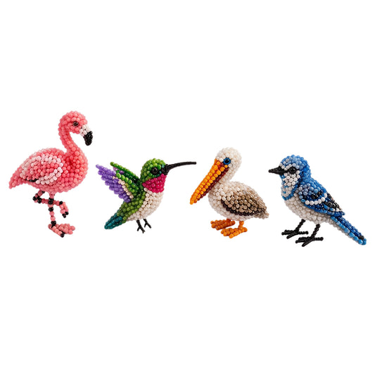 4-Pack 3D DIY Beaded Animal DIY Kit with Instructions Cute Handmade Bead Art Set Bead Animal Making Kit Creative DIY Decoration Gifts for Beginner(C)