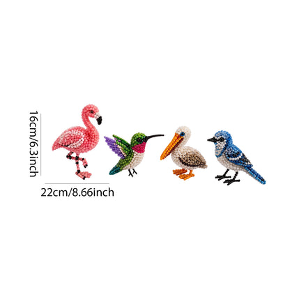 4-Pack 3D DIY Beaded Animal DIY Kit with Instructions Cute Handmade Bead Art Set Bead Animal Making Kit Creative DIY Decoration Gifts for Beginner(C)