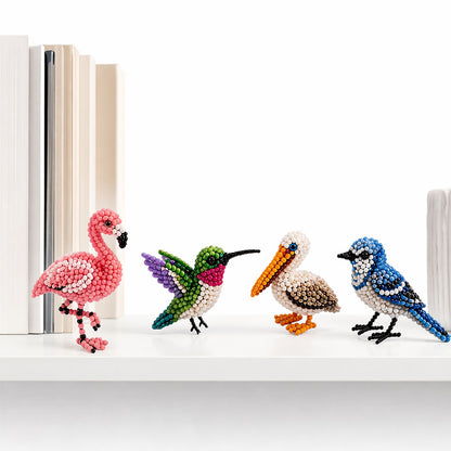 4-Pack 3D DIY Beaded Animal DIY Kit with Instructions Cute Handmade Bead Art Set Bead Animal Making Kit Creative DIY Decoration Gifts for Beginner(C)