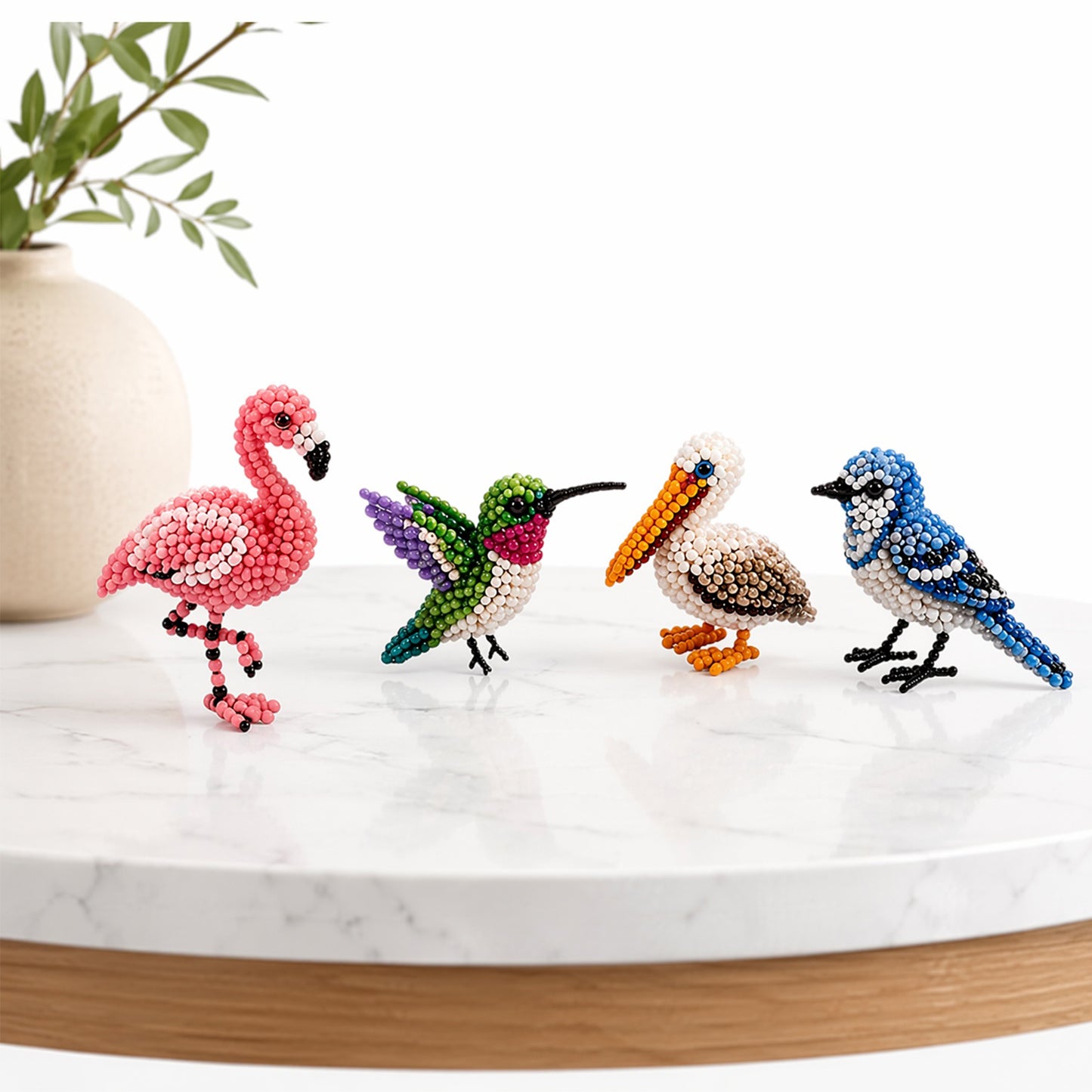 4-Pack 3D DIY Beaded Animal DIY Kit with Instructions Cute Handmade Bead Art Set Bead Animal Making Kit Creative DIY Decoration Gifts for Beginner(C)