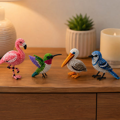 4-Pack 3D DIY Beaded Animal DIY Kit with Instructions Cute Handmade Bead Art Set Bead Animal Making Kit Creative DIY Decoration Gifts for Beginner(C)
