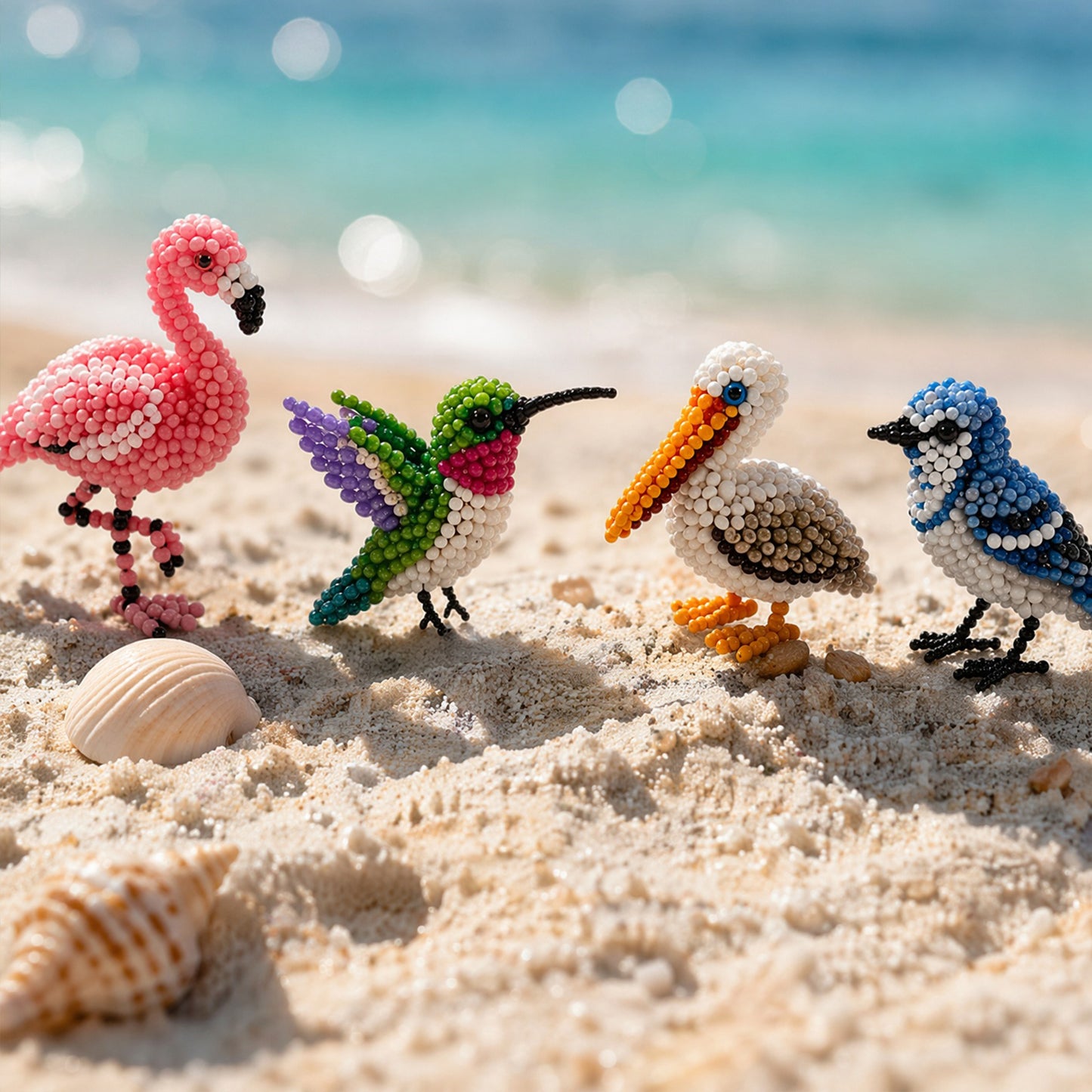 4-Pack 3D DIY Beaded Animal DIY Kit with Instructions Cute Handmade Bead Art Set Bead Animal Making Kit Creative DIY Decoration Gifts for Beginner(C)