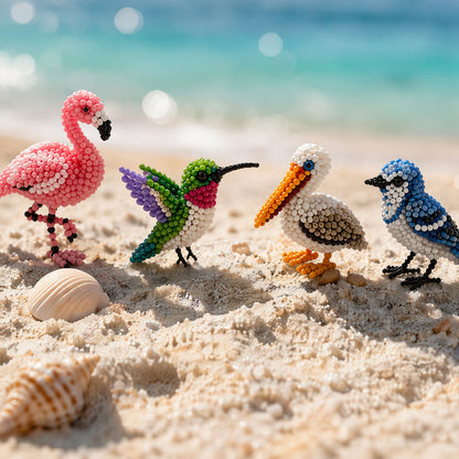 4-Pack 3D DIY Beaded Animal DIY Kit with Instructions Cute Handmade Bead Art Set Bead Animal Making Kit Creative DIY Decoration Gifts for Beginner(C)