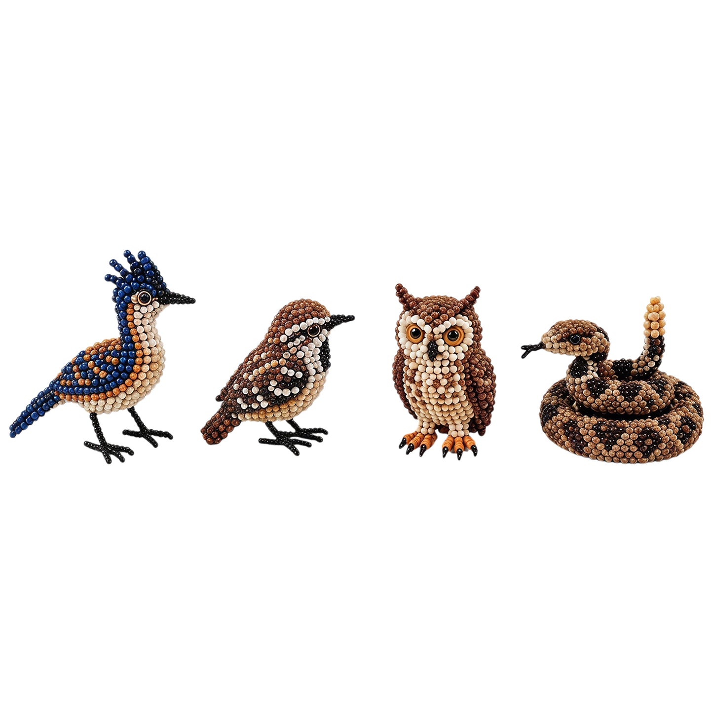 4-Pack 3D DIY Beaded Animal DIY Kit with Instructions Cute Handmade Bead Art Set Bead Animal Making Kit Creative DIY Decoration Gifts for Beginner(D)