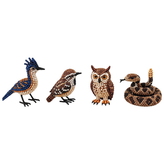4-Pack 3D DIY Beaded Animal DIY Kit with Instructions Cute Handmade Bead Art Set Bead Animal Making Kit Creative DIY Decoration Gifts for Beginner(D)