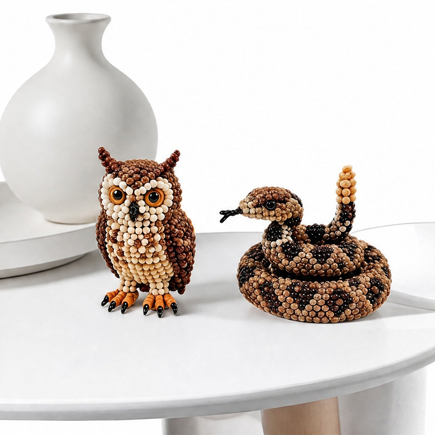 4-Pack 3D DIY Beaded Animal DIY Kit with Instructions Cute Handmade Bead Art Set Bead Animal Making Kit Creative DIY Decoration Gifts for Beginner(D)