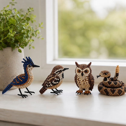 4-Pack 3D DIY Beaded Animal DIY Kit with Instructions Cute Handmade Bead Art Set Bead Animal Making Kit Creative DIY Decoration Gifts for Beginner(D)