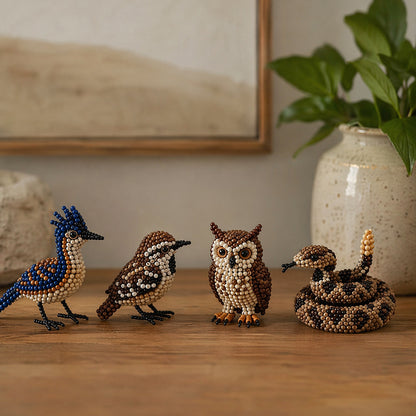 4-Pack 3D DIY Beaded Animal DIY Kit with Instructions Cute Handmade Bead Art Set Bead Animal Making Kit Creative DIY Decoration Gifts for Beginner(D)