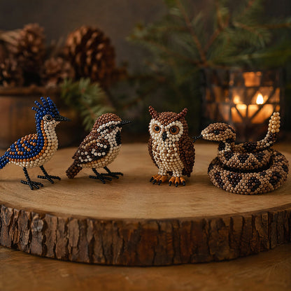 4-Pack 3D DIY Beaded Animal DIY Kit with Instructions Cute Handmade Bead Art Set Bead Animal Making Kit Creative DIY Decoration Gifts for Beginner(D)